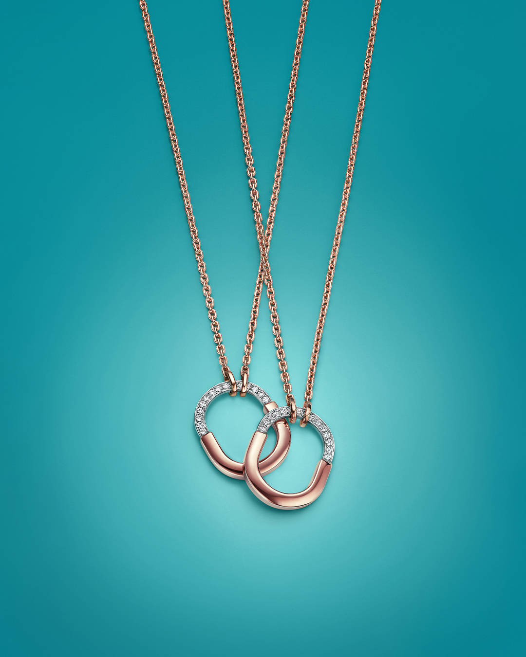 蒂芙尼Tiffany Lock系列双色金半铺镶钻石小号项链新品发布